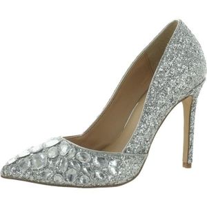 Jewel Badgley Mischka Womens Ulyana Pumps Glitter Evening - Silver Glitter - 7